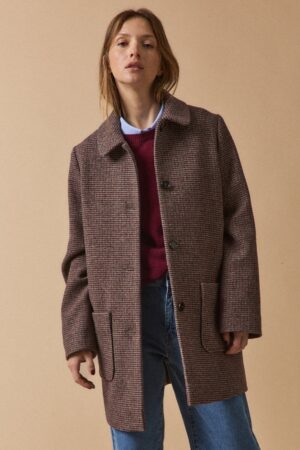 Women's short checked woolen coat