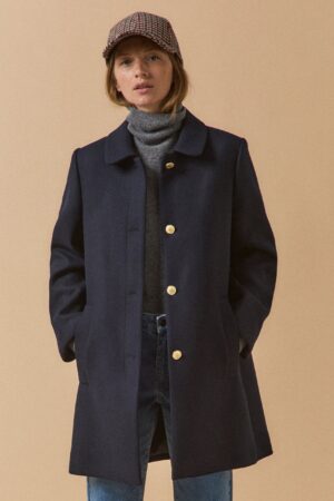 Women's plain short woolen coat