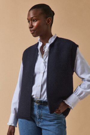 Women's sleeveless, wool cardigan